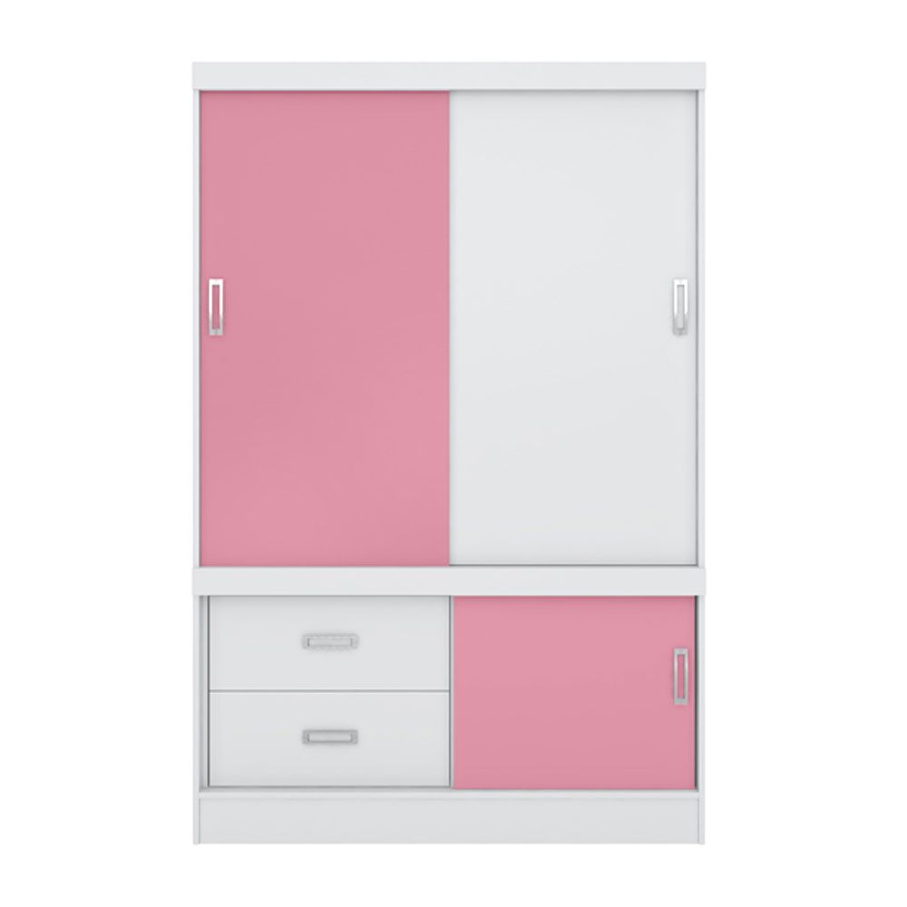 Guarda Roupa Solteiro 2 Portas Estilo II 22520 Branco Rosa Flex Demóbile
