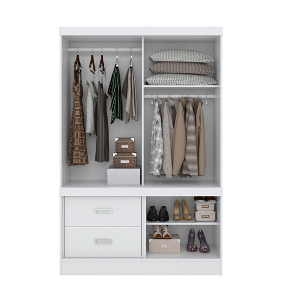 Guarda Roupa Solteiro 2 Portas Estilo II 22520 Branco Rosa Flex Demóbile