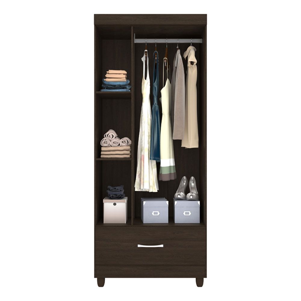 Guarda Roupa Solteiro 3 Portas Prince 31060 Ébano Touch Demóbile