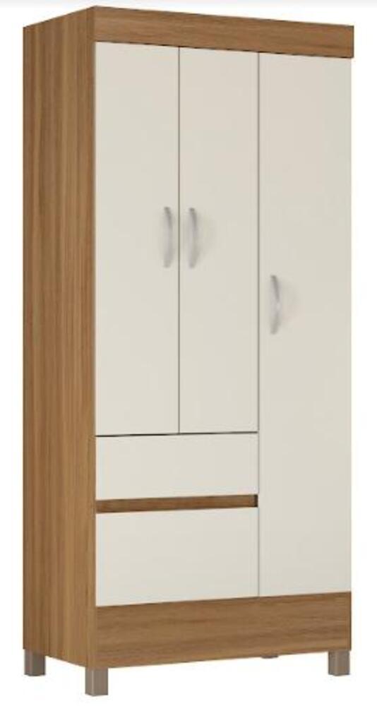 Guarda Roupa Solteiro 3 Portas Wind 32860 Amendola Off White Demóbile - Rocha Móveis