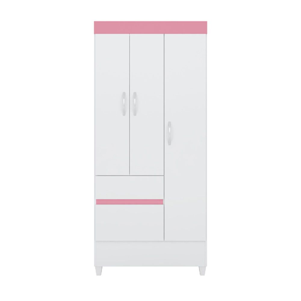 Guarda Roupa Solteiro 3 Portas Wind 32860 Branco Rosa Flex Demóbile