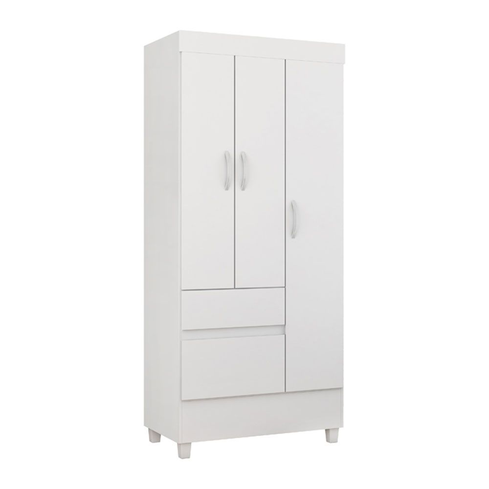 Guarda Roupa Solteiro 3 Portas Wind 32860 Branco Rosa Flex Demóbile
