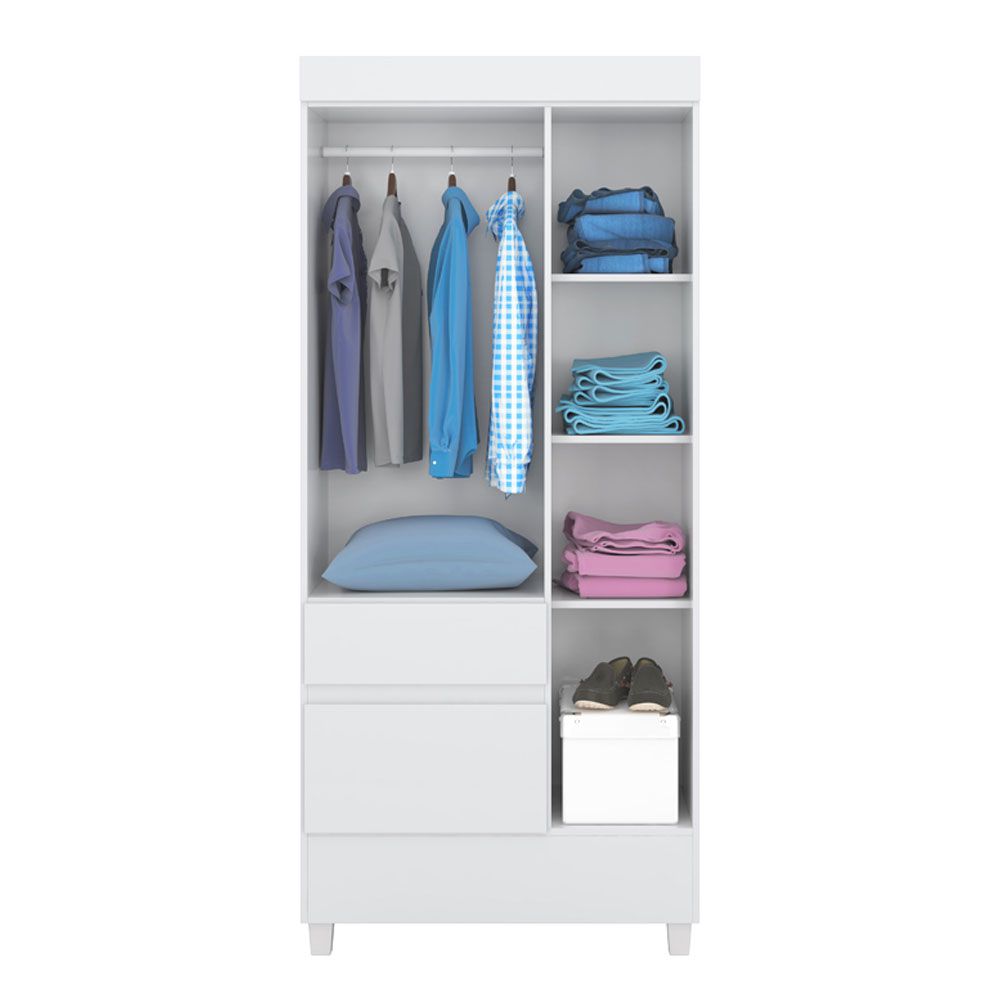 Guarda Roupa Solteiro 3 Portas Wind 32860 Branco Rosa Flex Demóbile