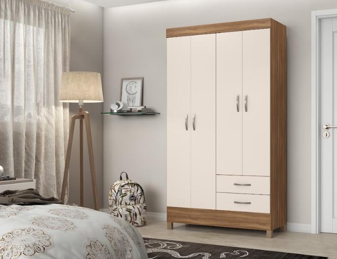 Guarda Roupa Solteiro 4 Portas Astro 42860 Amendola Off White Demóbile - Rocha Móveis