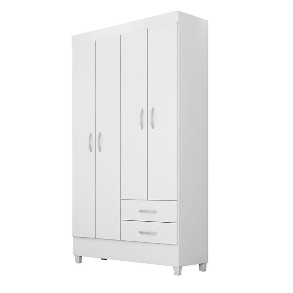 Guarda Roupa Solteiro 4 Portas Astro 42860 Branco Rosa Flex Demóbile