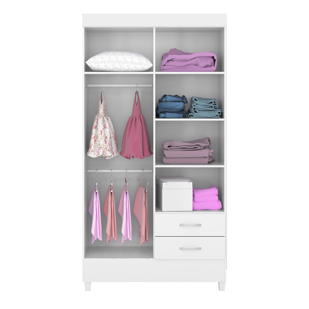 Guarda Roupa Solteiro 4 Portas Astro 42860 Branco Rosa Flex Demóbile