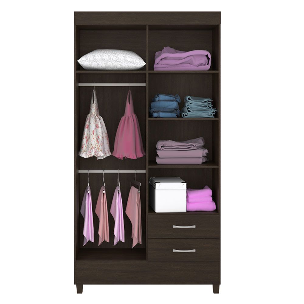 Guarda Roupa Solteiro 4 Portas Astro 42860 Ébano Touch Demóbile