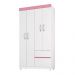 Guarda Roupa Solteiro 4 Portas Lotus 42060 Branco Rosa Flex Demóbile