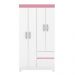 Guarda Roupa Solteiro 4 Portas Lotus 42060 Branco Rosa Flex Demóbile