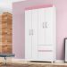 Guarda Roupa Solteiro 4 Portas Lotus 42060 Branco Rosa Flex Demóbile