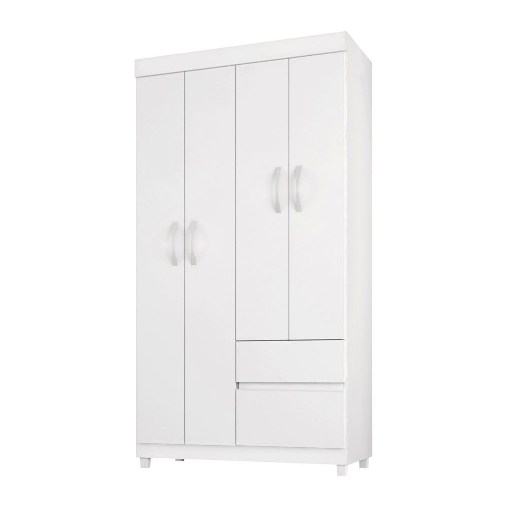 Guarda Roupa Solteiro 4 Portas Lotus 42060 Branco Rosa Flex Demóbile