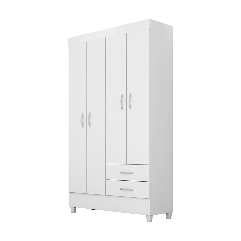 Guarda-Roupa Solteiro Astro Flex 4 Portas 2 Gavetas Branco e Rosa