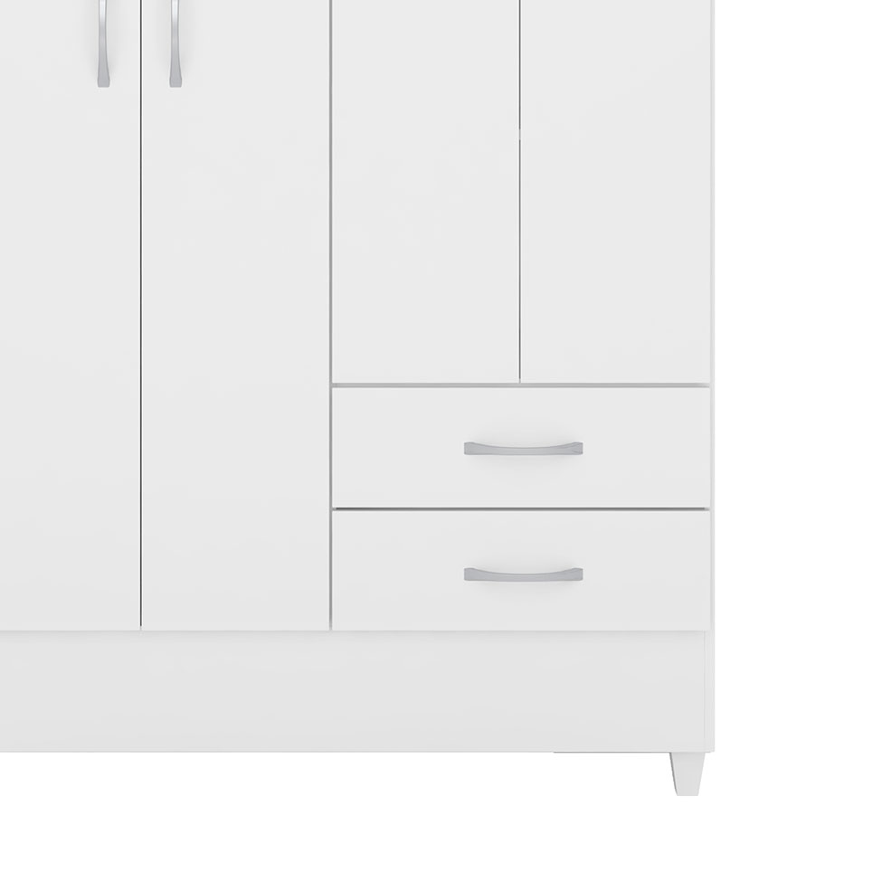 Guarda-Roupa Solteiro Astro Flex 4 Portas 2 Gavetas Branco e Rosa