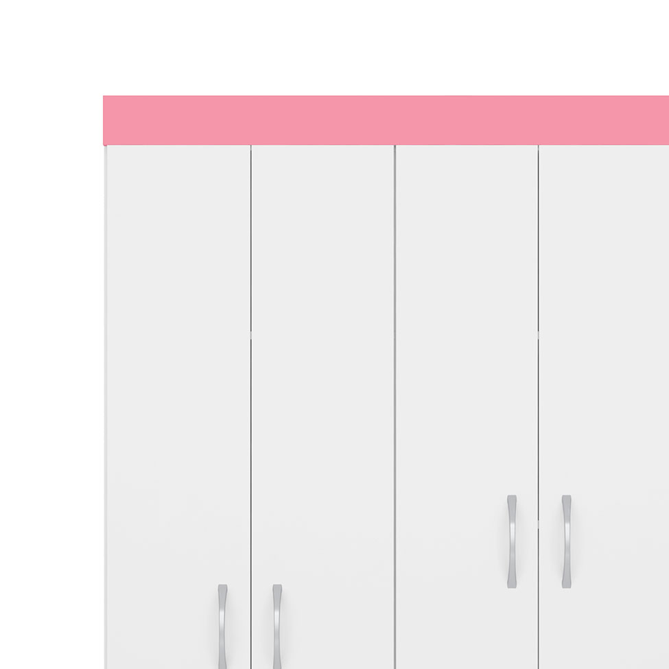 Guarda-Roupa Solteiro Astro Flex 4 Portas 2 Gavetas Branco e Rosa