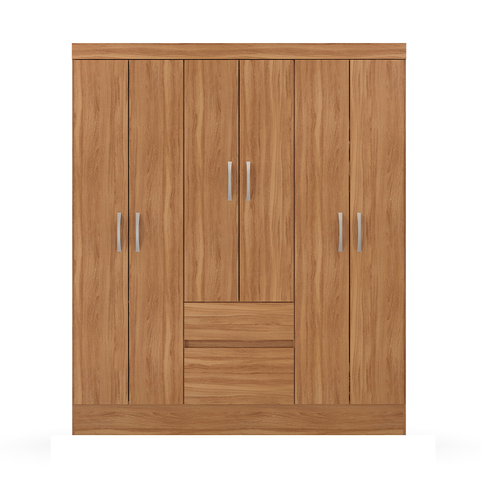 Guarda-Roupa Solteiro Flash 6 Portas 2 Gavetas Amêndola