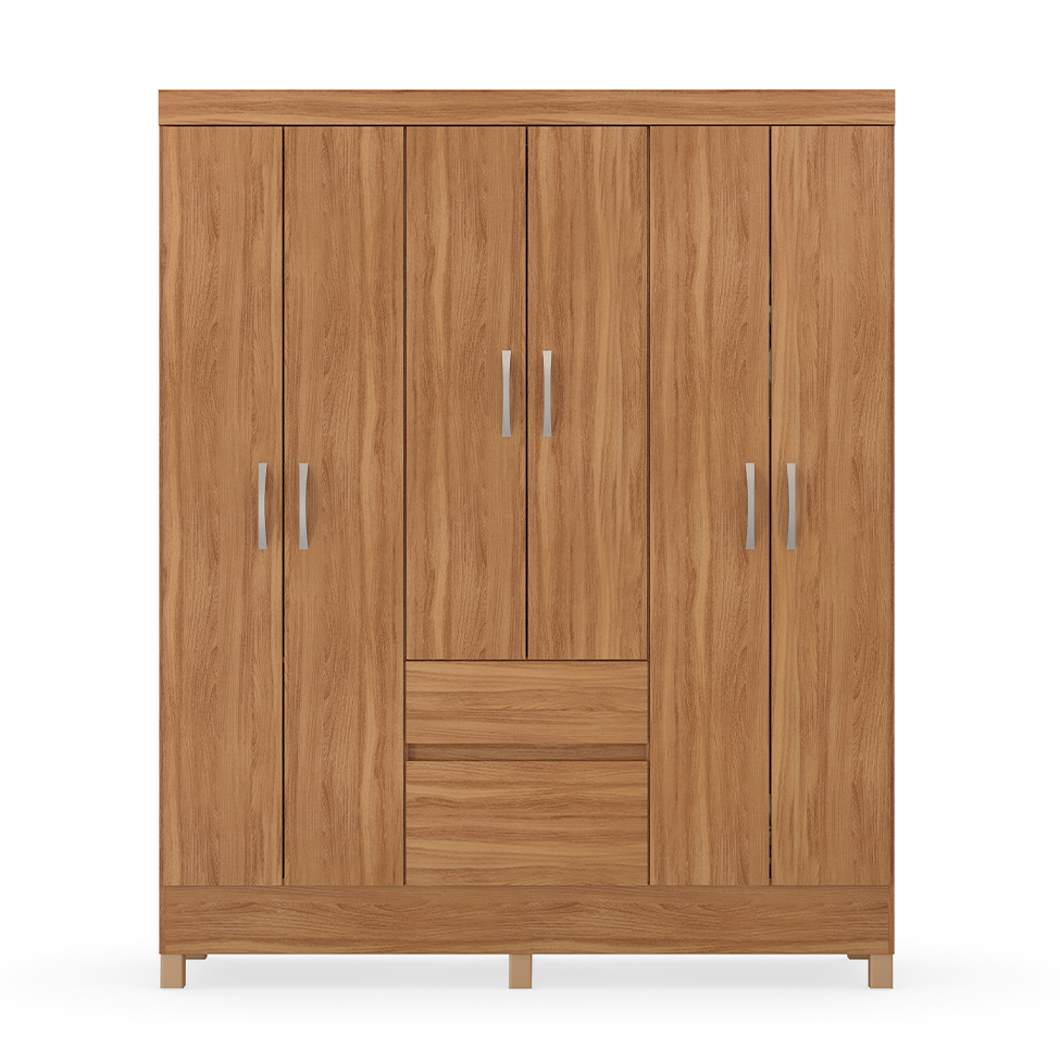 Guarda-Roupa Solteiro Flash 6 Portas 2 Gavetas Amêndola