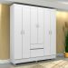 Guarda-Roupa Solteiro Flash Flex 6 Portas 2 Gavetas Branco e Rosa