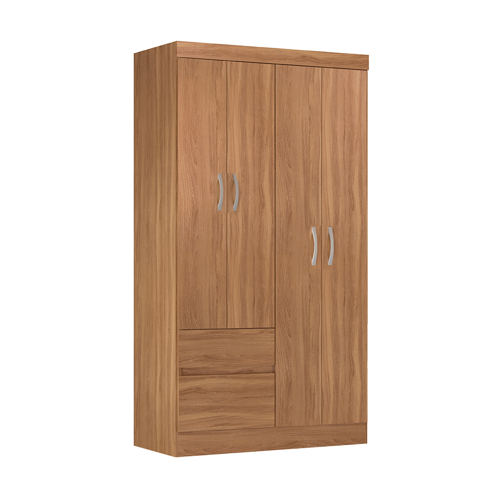 Guarda-Roupa Solteiro Lotus 4 Portas 2 Gavetas Amêndola