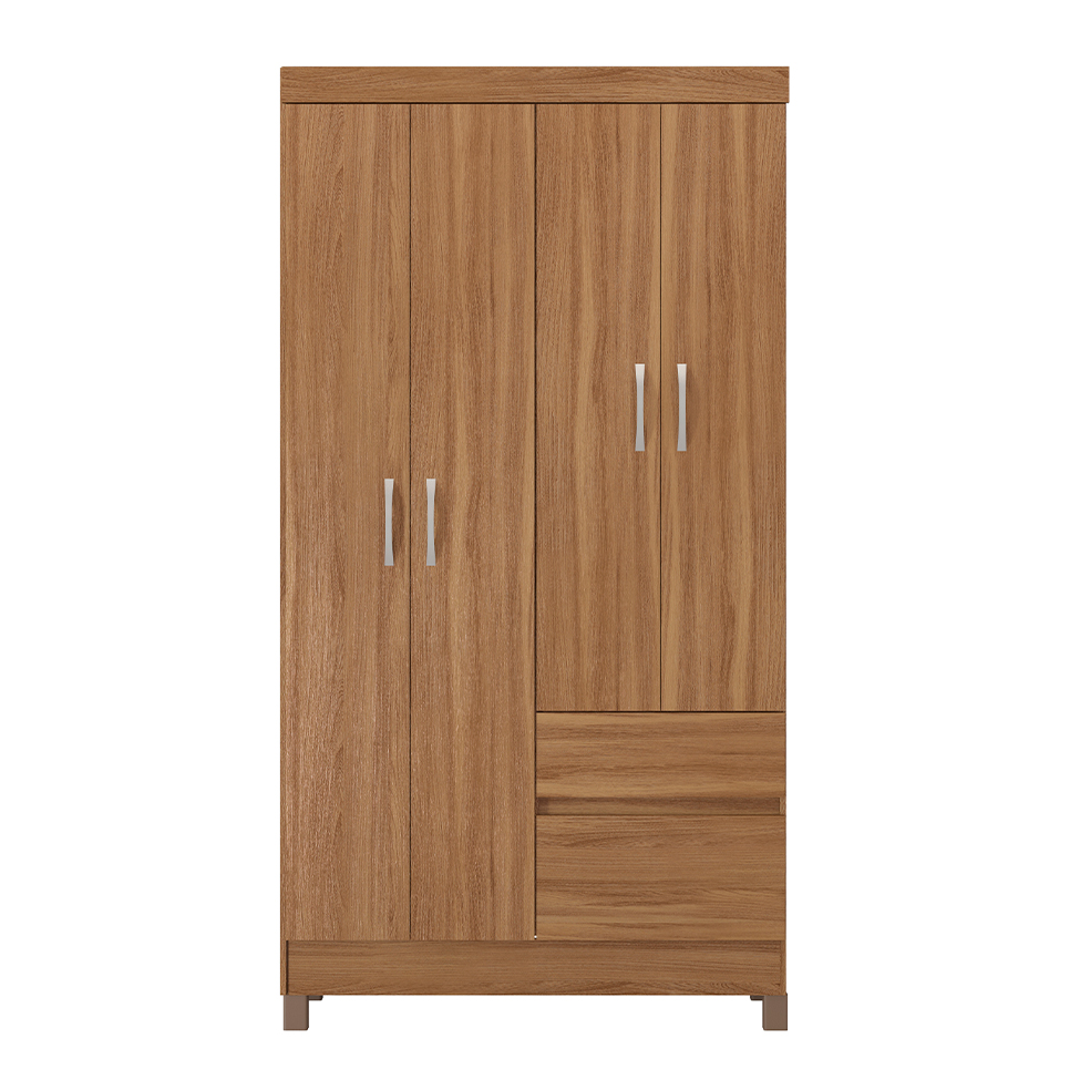 Guarda-Roupa Solteiro Lotus 4 Portas 2 Gavetas Amêndola