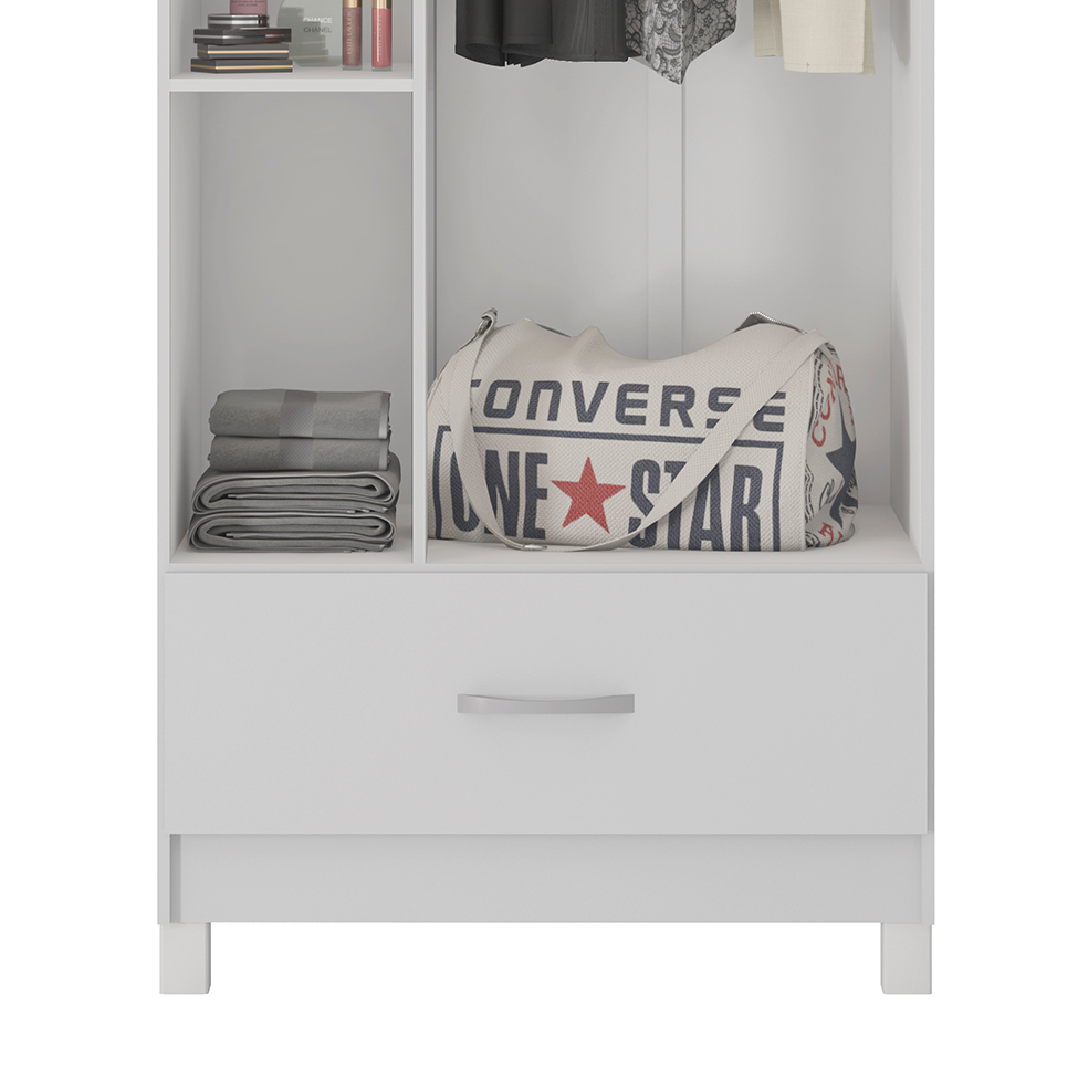 Guarda-Roupa Solteiro Prince 3 Portas 1 Gaveta Amêndola