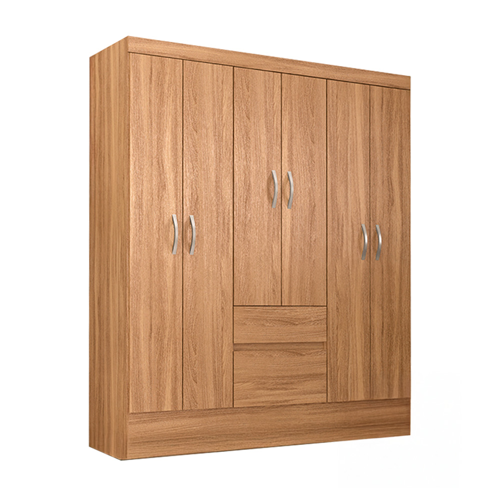 Guarda-Roupa Solteiro Sória 6 Portas 2 Gavetas Amêndola