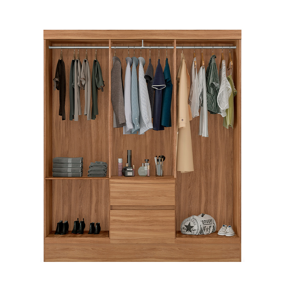 Guarda-Roupa Solteiro Sória 6 Portas 2 Gavetas Amêndola