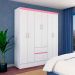 Guarda-Roupa Solteiro Sória Flex 6 Portas 2 Gavetas Branco e Rosa