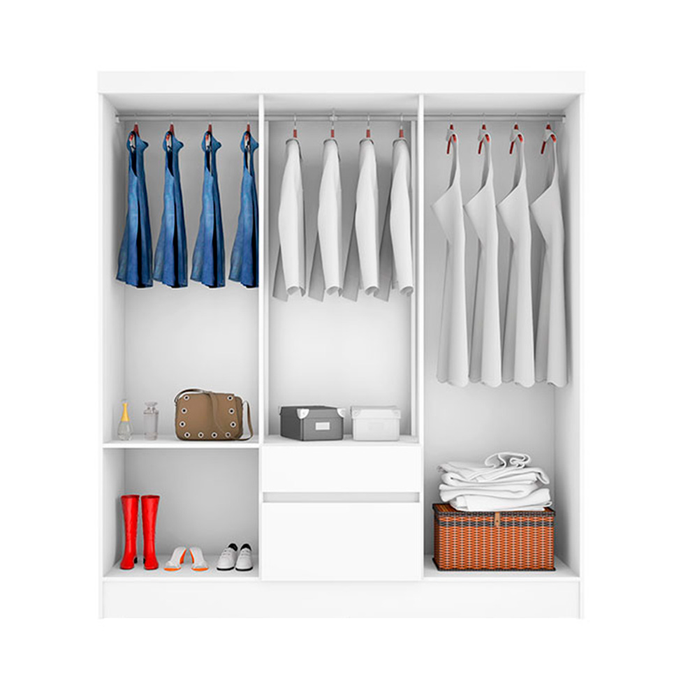 Guarda-Roupa Solteiro Sória Flex 6 Portas 2 Gavetas Branco e Rosa