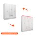 Guarda-Roupa Solteiro Sória Flex 6 Portas 2 Gavetas Branco e Rosa
