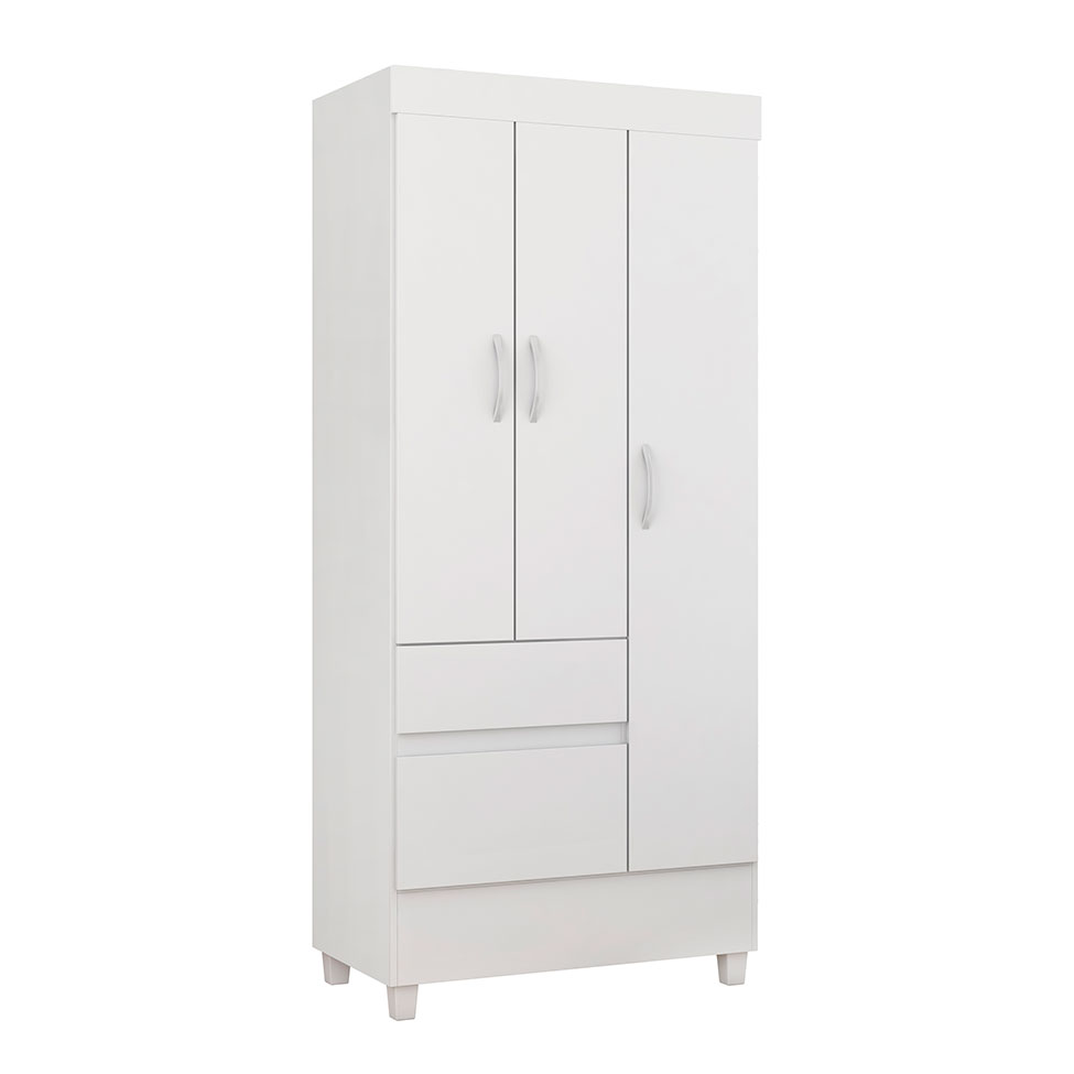Guarda-Roupa Solteiro Wind Flex 3 Portas 2 Gavetas Branco e Rosa