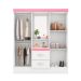 Guarda-Roupa Solteiro com Espelho Embers 4 Portas 2 Gavetas Branco e Rosa