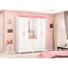 Guarda-Roupa Solteiro com Espelho Lord 4 Portas 2 Gavetas Branco e Rosa