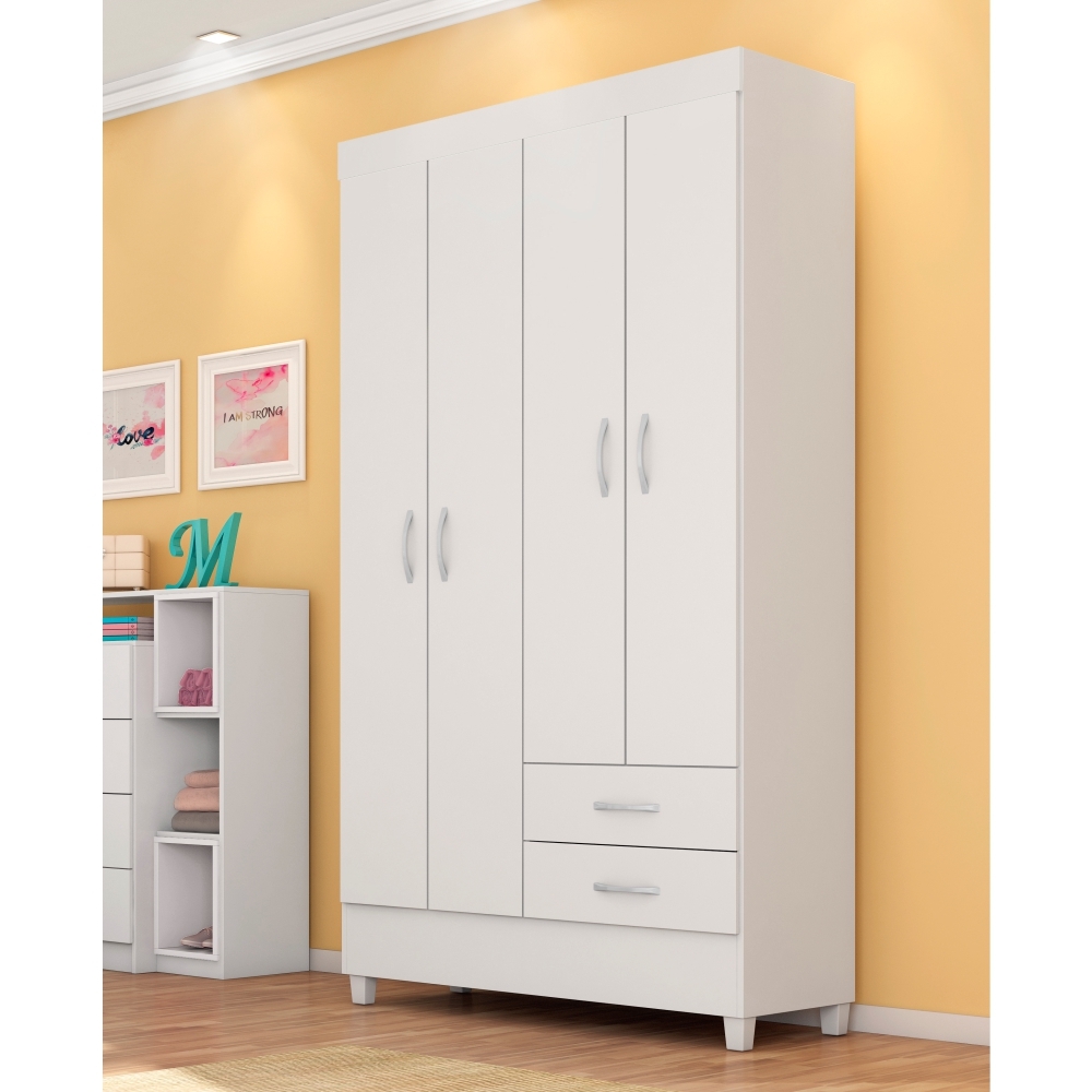 Guarda Roupa Udini Branco/Rosa/Branco