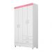 Guarda Roupa Udini Branco/Rosa/Branco