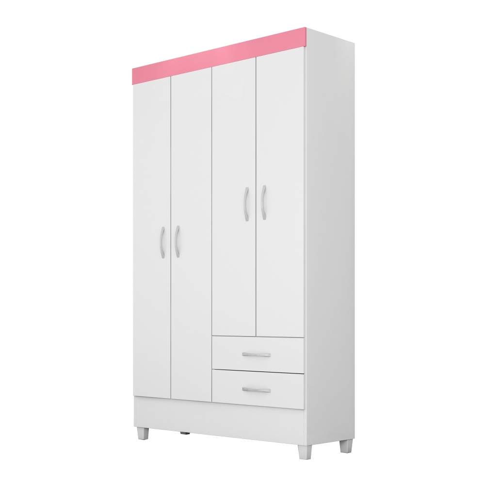 Guarda Roupa Udini Branco/Rosa/Branco