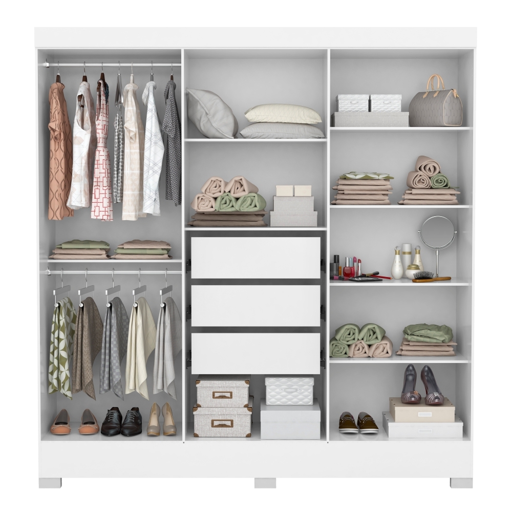 Guarda Roupa com Espelho Ferrara Branco