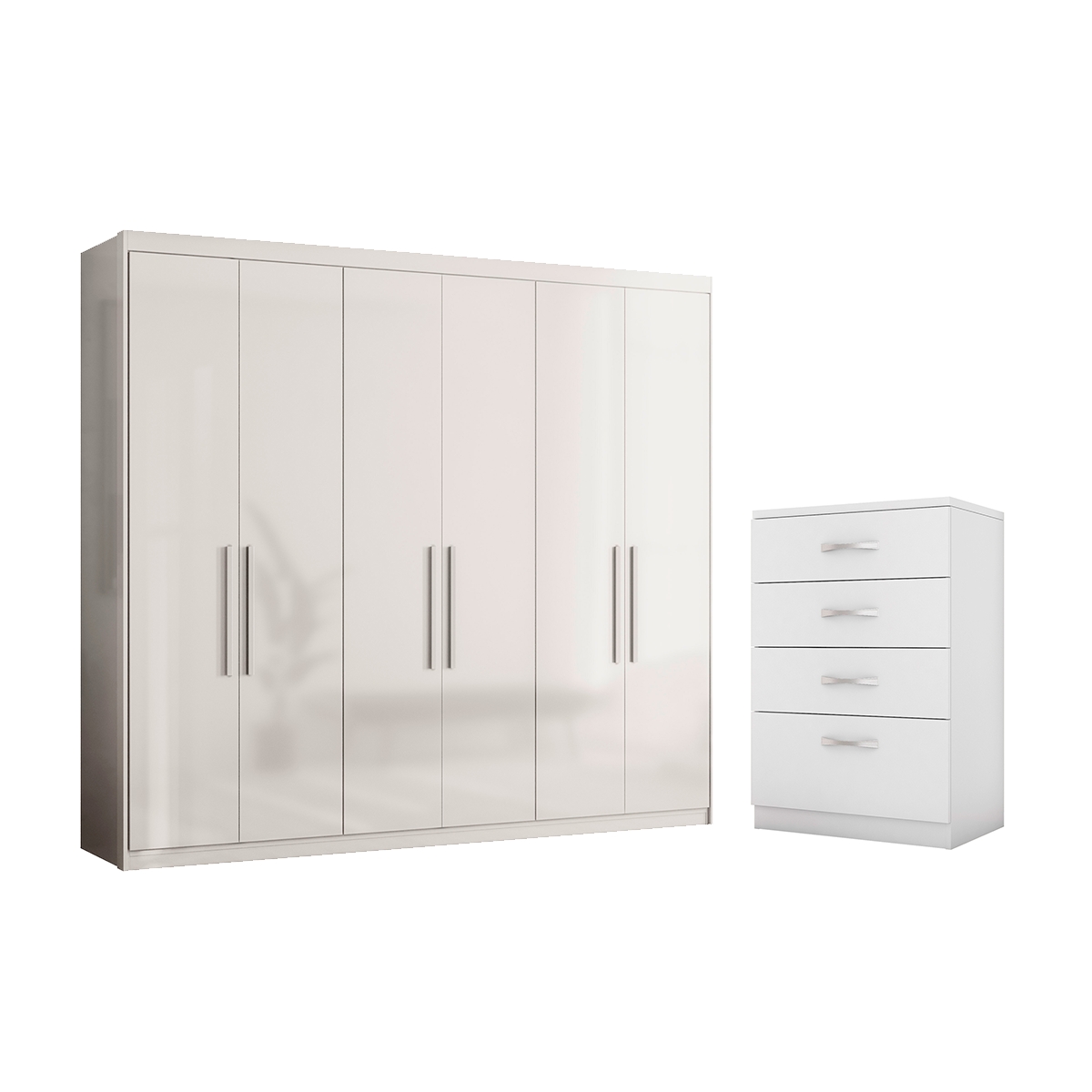Guarda Roupa e Cômoda Barcelona Branco