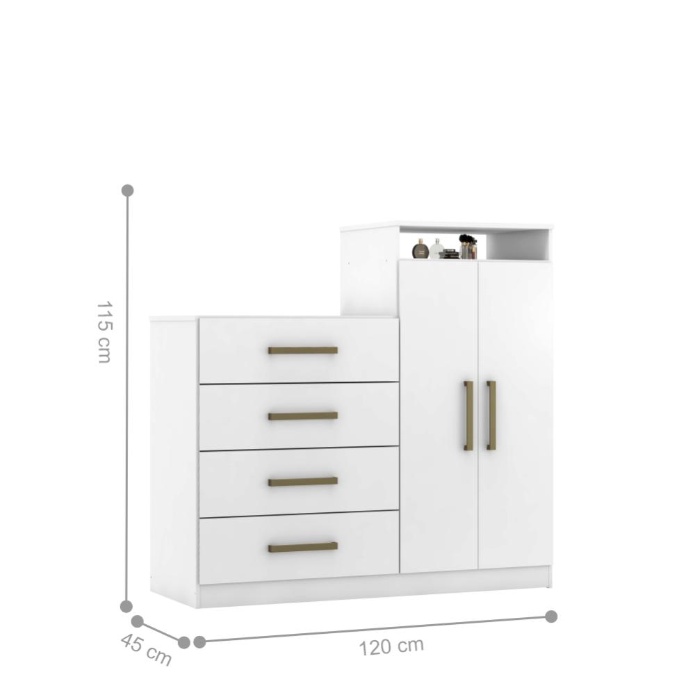 Jogo de Quarto Roupeiro e Comoda Bona Branco