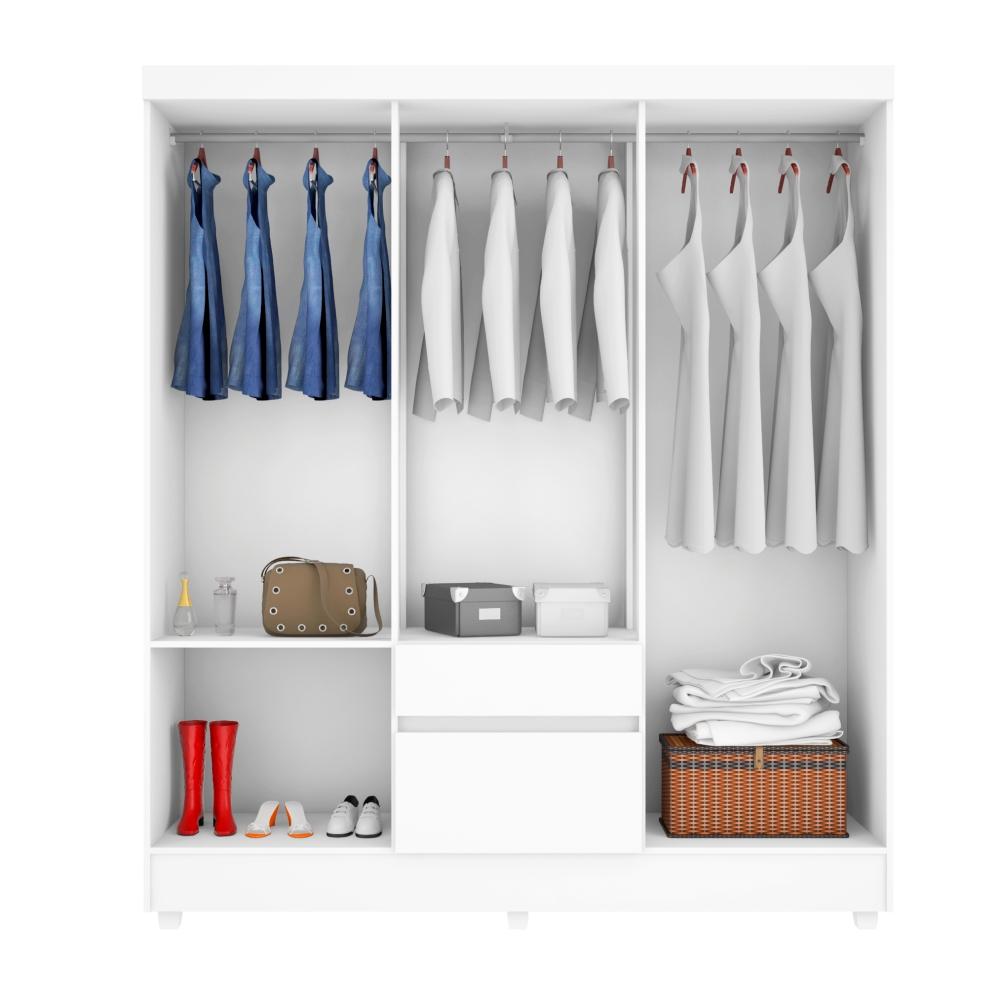 Jogo de Quarto Roupeiro e Comoda Bremen Branco