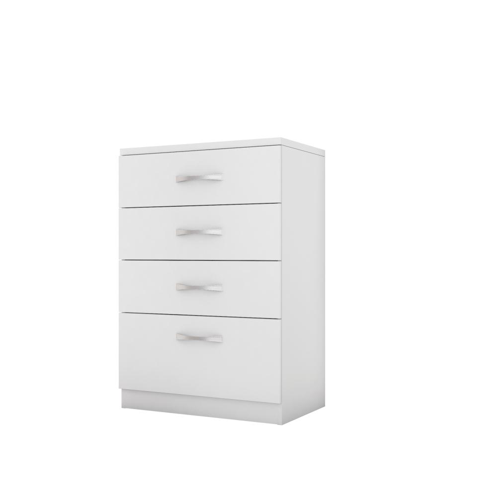 Jogo de Quarto Roupeiro e Comoda Dresden Branco Rosa