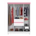 Jogo de Quarto Roupeiro e Comoda Dresden Branco Rosa