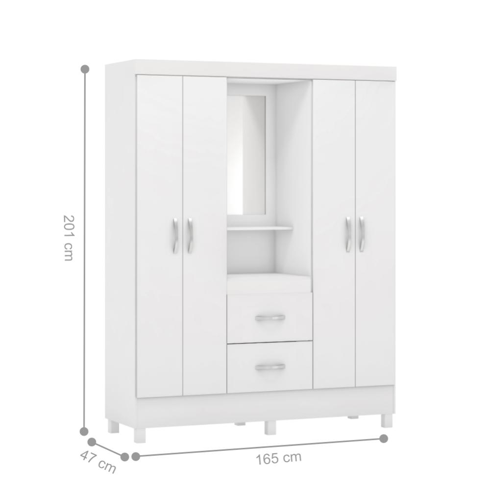 Jogo de Quarto Roupeiro e Comoda Essen Branco