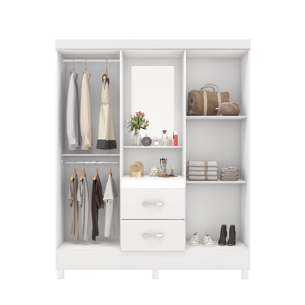 Jogo de Quarto Roupeiro e Comoda Essen Branco