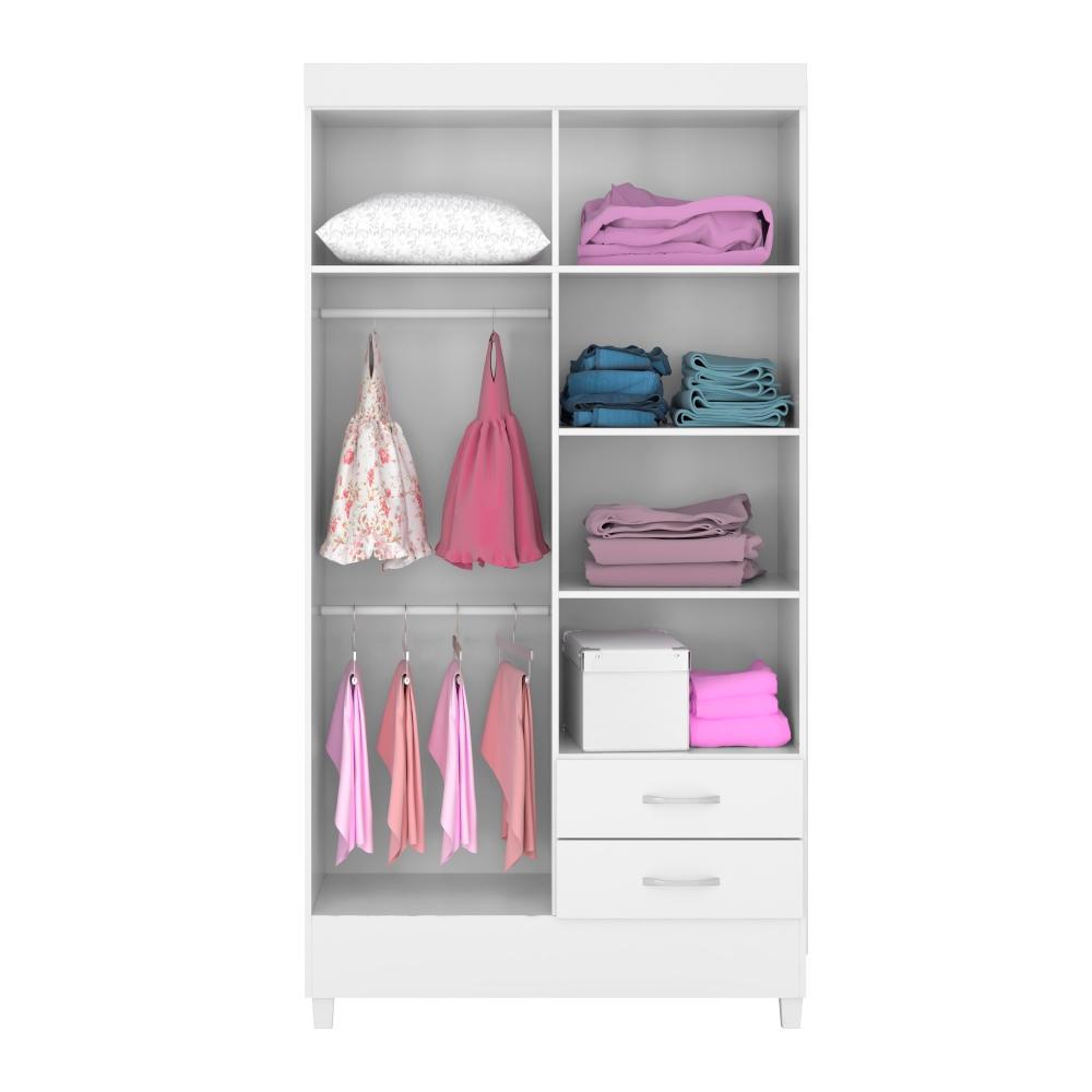 Jogo de Quarto Roupeiro e Comoda Frankfurt Branco