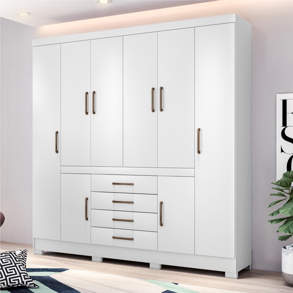 Jogo de Quarto Roupeiro e Comoda Jaen Branco