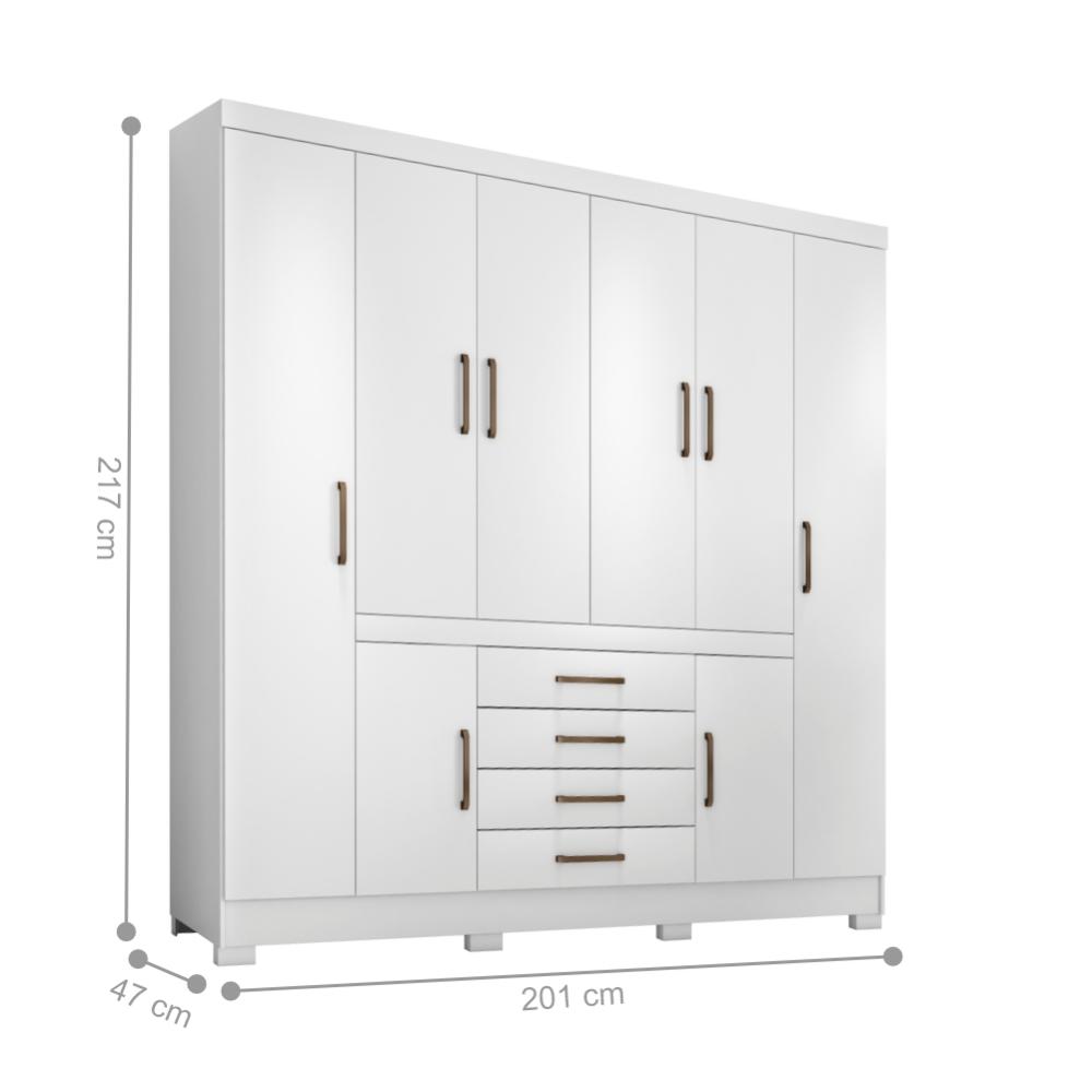 Jogo de Quarto Roupeiro e Comoda Jaen Branco