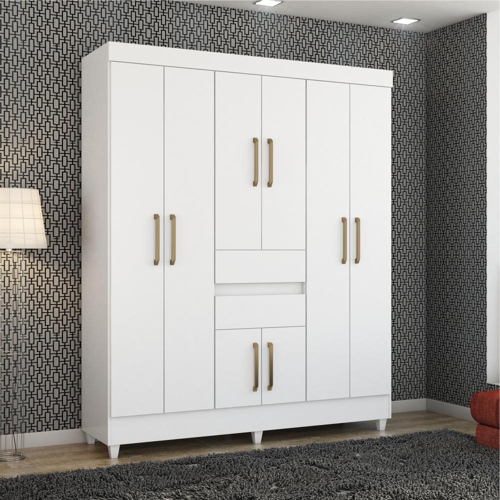 Jogo de Quarto Roupeiro e Comoda Jena Branco