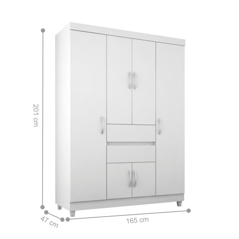 Jogo de Quarto Roupeiro e Comoda Jena Branco