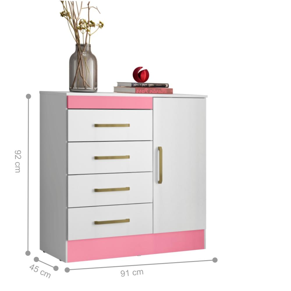 Jogo de Quarto Roupeiro e Comoda Jena Branco