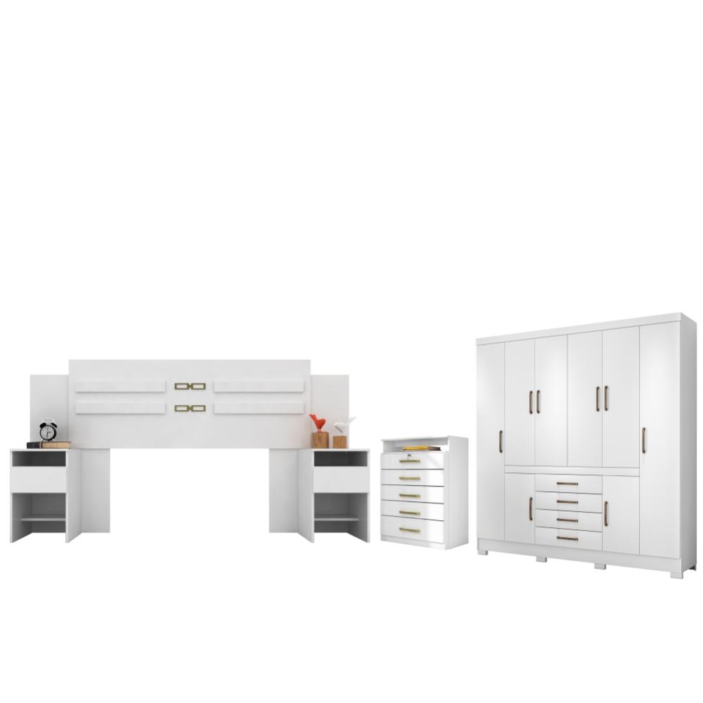 Jogo de Quarto de Casal Completo Jaen Branco